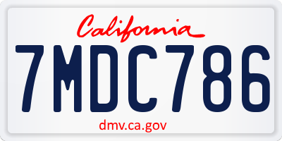 CA license plate 7MDC786
