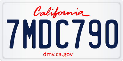 CA license plate 7MDC790