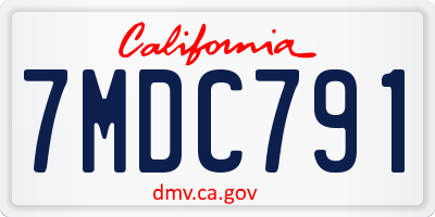 CA license plate 7MDC791