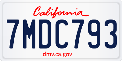 CA license plate 7MDC793