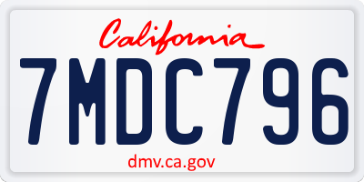 CA license plate 7MDC796
