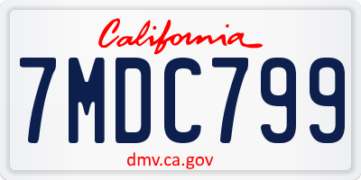 CA license plate 7MDC799