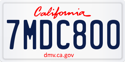 CA license plate 7MDC800
