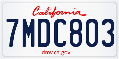CA license plate 7MDC803