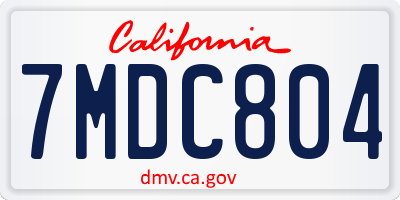 CA license plate 7MDC804