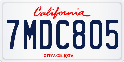 CA license plate 7MDC805