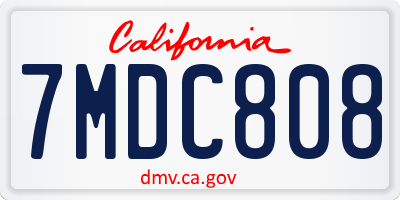 CA license plate 7MDC808