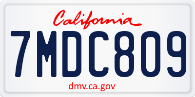 CA license plate 7MDC809