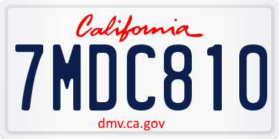 CA license plate 7MDC810