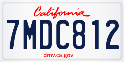 CA license plate 7MDC812