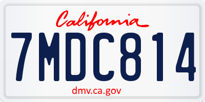 CA license plate 7MDC814