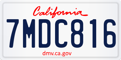CA license plate 7MDC816