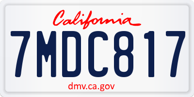 CA license plate 7MDC817