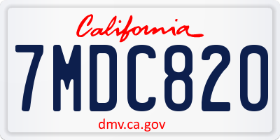 CA license plate 7MDC820