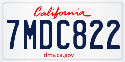 CA license plate 7MDC822