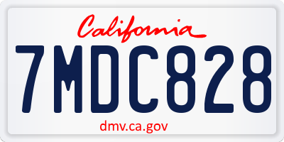 CA license plate 7MDC828