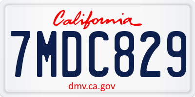 CA license plate 7MDC829