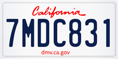 CA license plate 7MDC831
