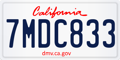 CA license plate 7MDC833
