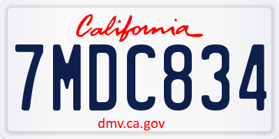 CA license plate 7MDC834