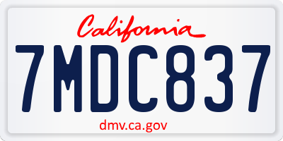 CA license plate 7MDC837