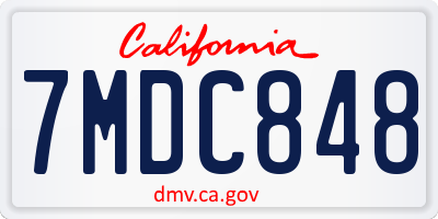 CA license plate 7MDC848