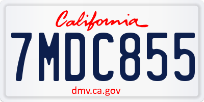 CA license plate 7MDC855