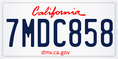 CA license plate 7MDC858