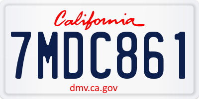 CA license plate 7MDC861