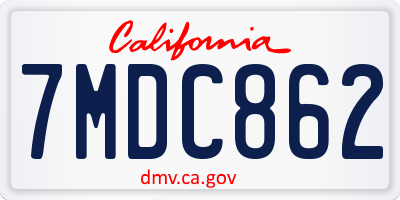 CA license plate 7MDC862