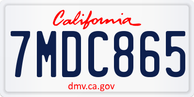 CA license plate 7MDC865