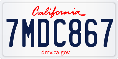 CA license plate 7MDC867