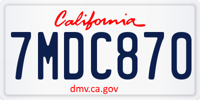 CA license plate 7MDC870