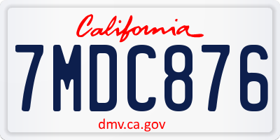 CA license plate 7MDC876