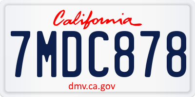 CA license plate 7MDC878