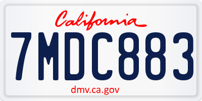 CA license plate 7MDC883