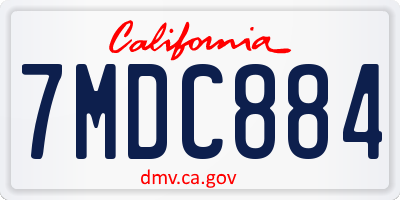 CA license plate 7MDC884