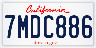 CA license plate 7MDC886