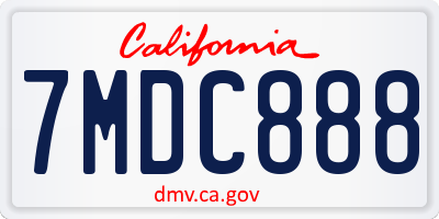 CA license plate 7MDC888