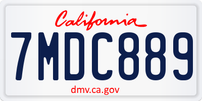 CA license plate 7MDC889