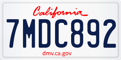 CA license plate 7MDC892