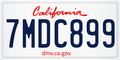 CA license plate 7MDC899