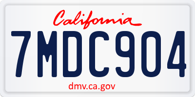 CA license plate 7MDC904