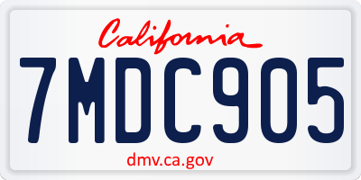 CA license plate 7MDC905
