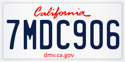 CA license plate 7MDC906