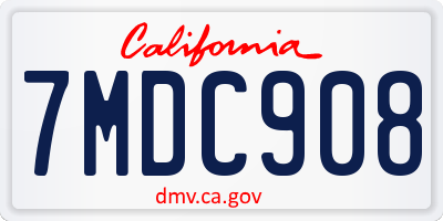 CA license plate 7MDC908