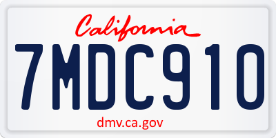 CA license plate 7MDC910