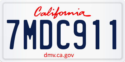 CA license plate 7MDC911