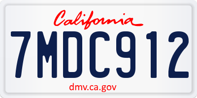 CA license plate 7MDC912
