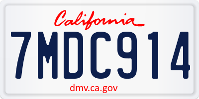 CA license plate 7MDC914